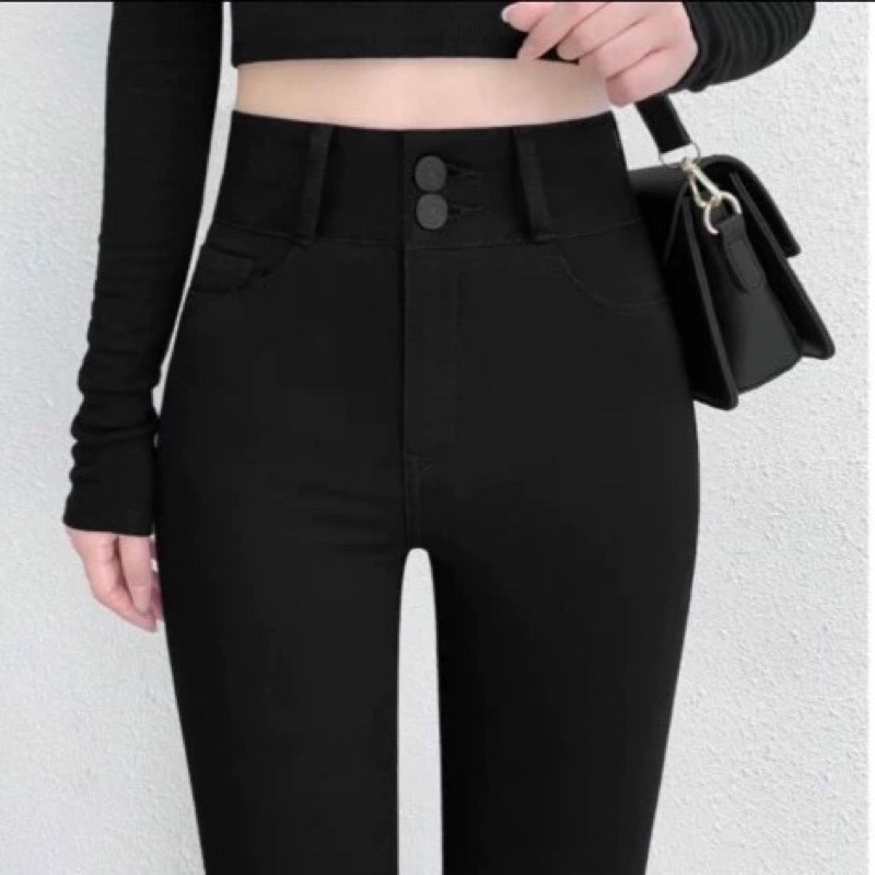 Quần Legging Cạp Cao Nữ Ôm Body 2 Khuy Hm Co Giãn Gen Bụng Nâng V3