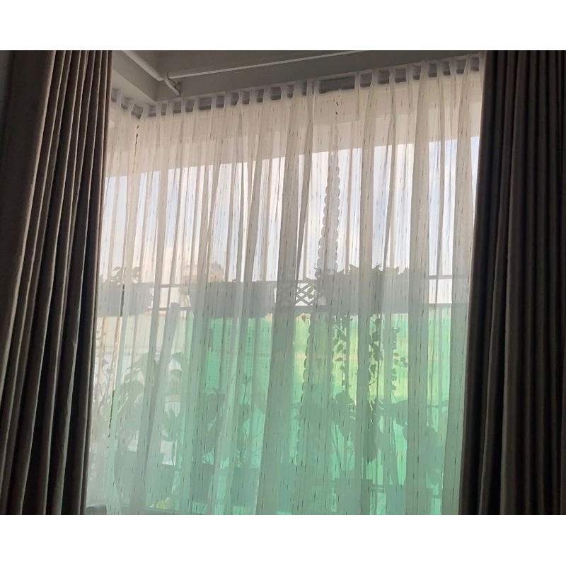 Rèm Dán, Vải Voan Gân (gân vàng) Decor Trang Trí Xinh Xắn Tiện Lợi Cho Cửa Sổ Phòng Ngủ, Phòng Khách, Quán Cà Phê...