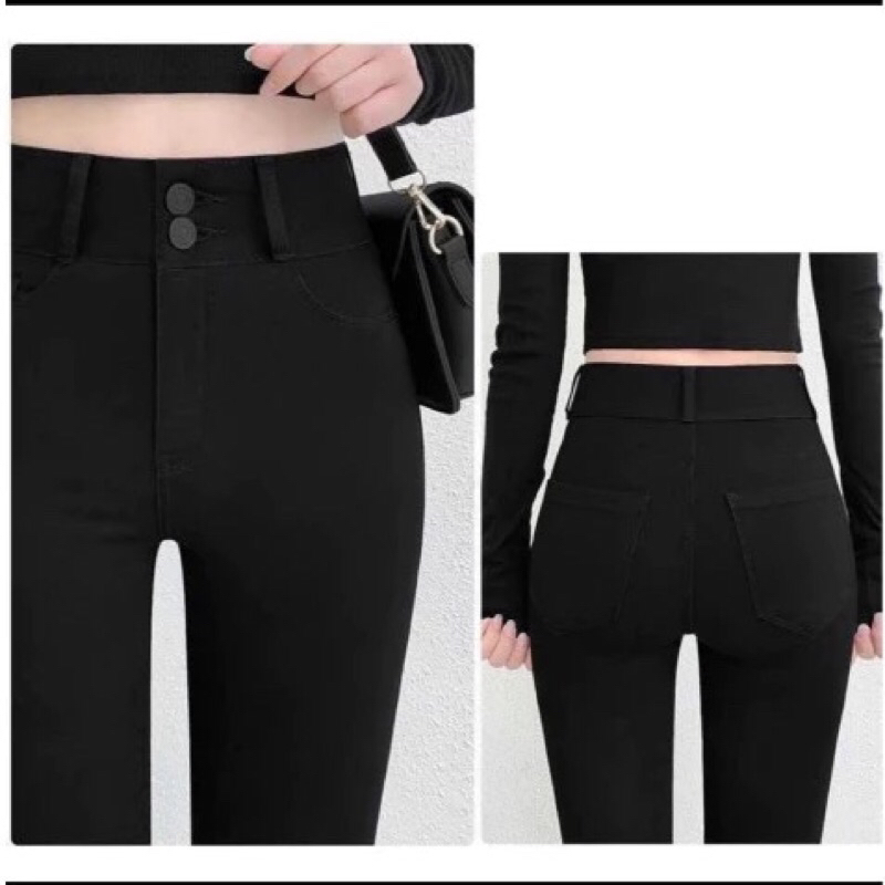 Quần Legging Cạp Cao Nữ Ôm Body 2 Khuy Hm Co Giãn Gen Bụng Nâng V3