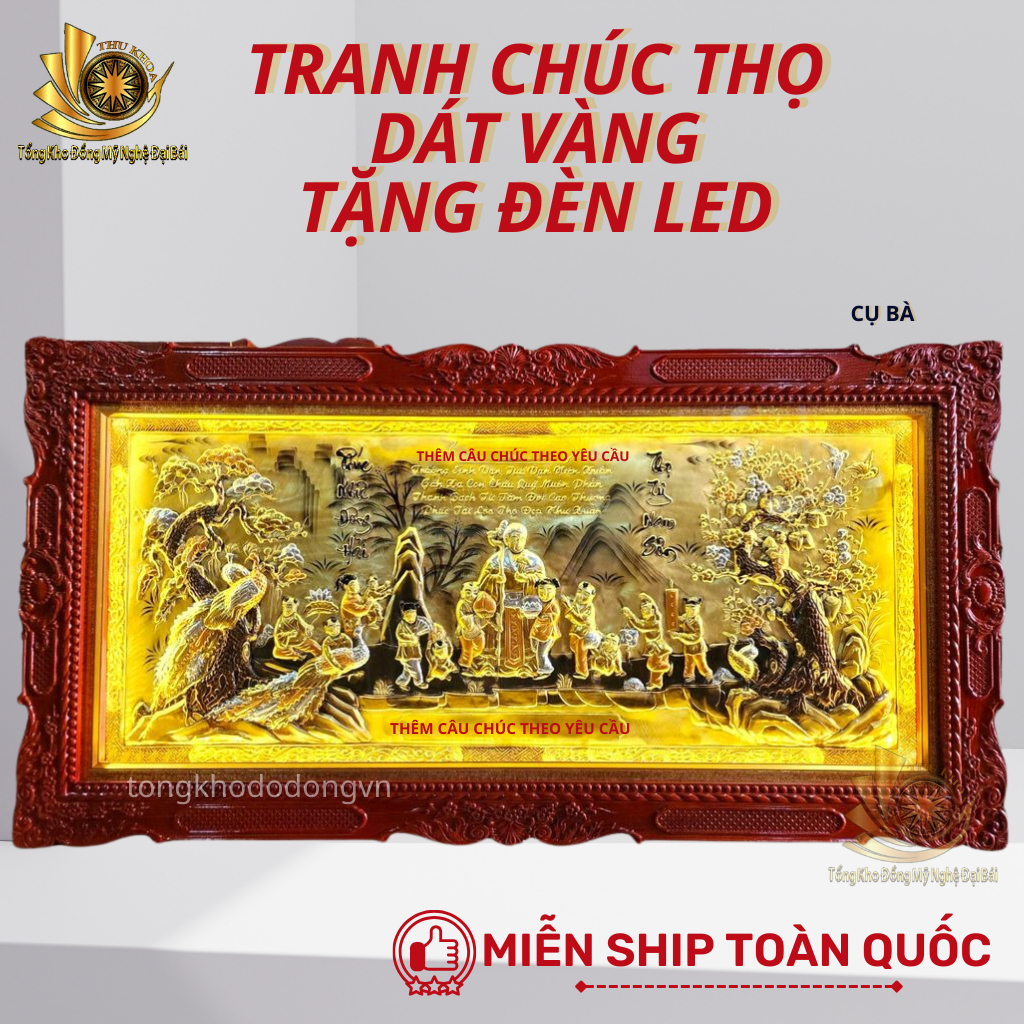 Tranh mừng thọ bằng đồng đẹp kích thước 1m7x90cm mừng thọ ông bà dán chữ theo yêu cầu đồng vàng nguyên tấm