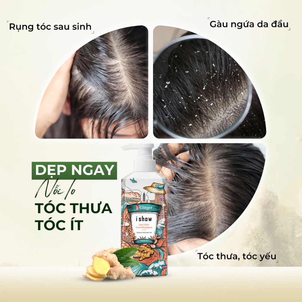 Ảnh Dầu Gội Gừng I SHOW Hỗ Trợ Mọc Tóc Giảm Gàu Ngứa Kiềm Dầu Phồng Tóc - Dầu Gội I SHOW Chính Hãng 3