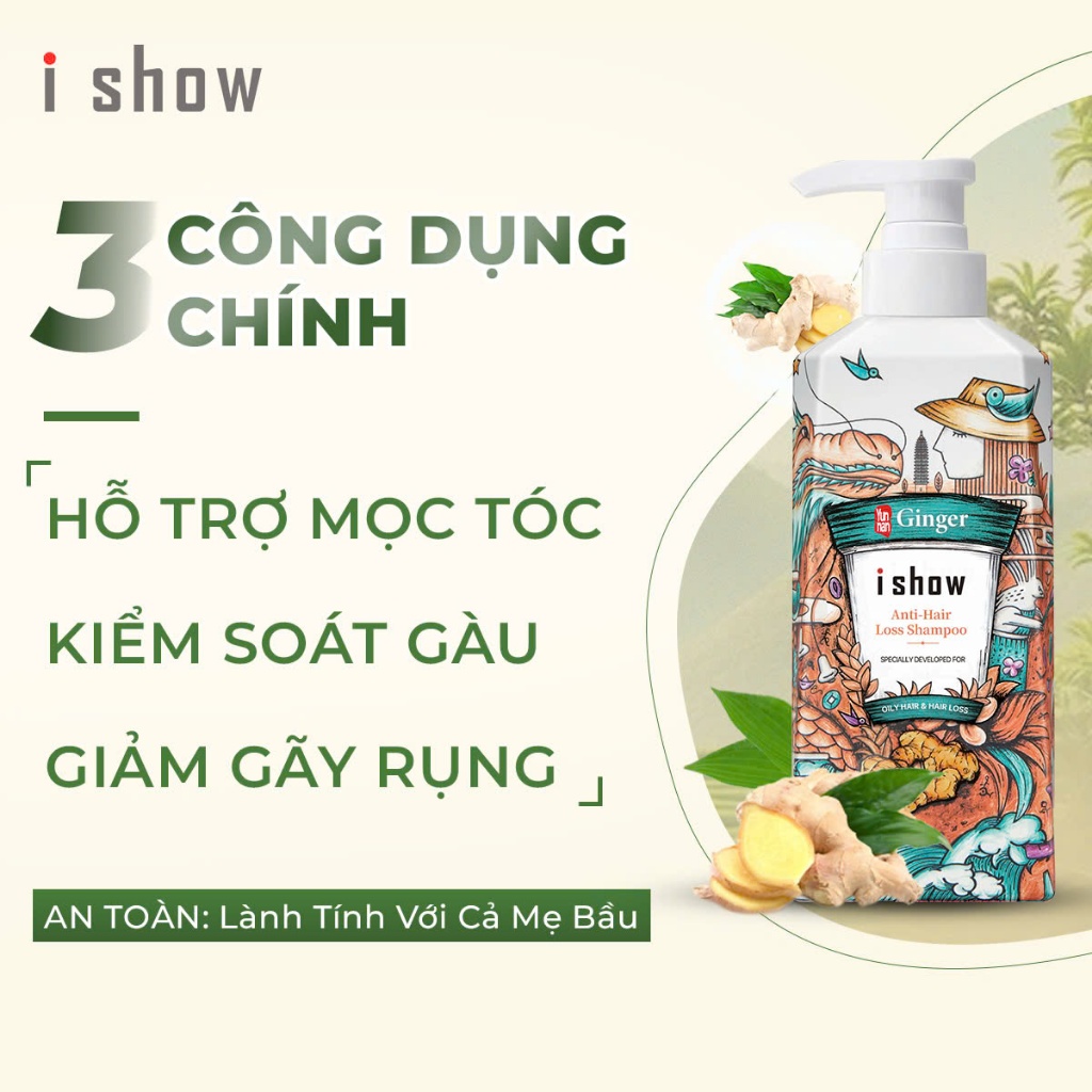 Ảnh Dầu Gội Gừng I SHOW Hỗ Trợ Mọc Tóc Giảm Gàu Ngứa Kiềm Dầu Phồng Tóc - Dầu Gội I SHOW Chính Hãng 2