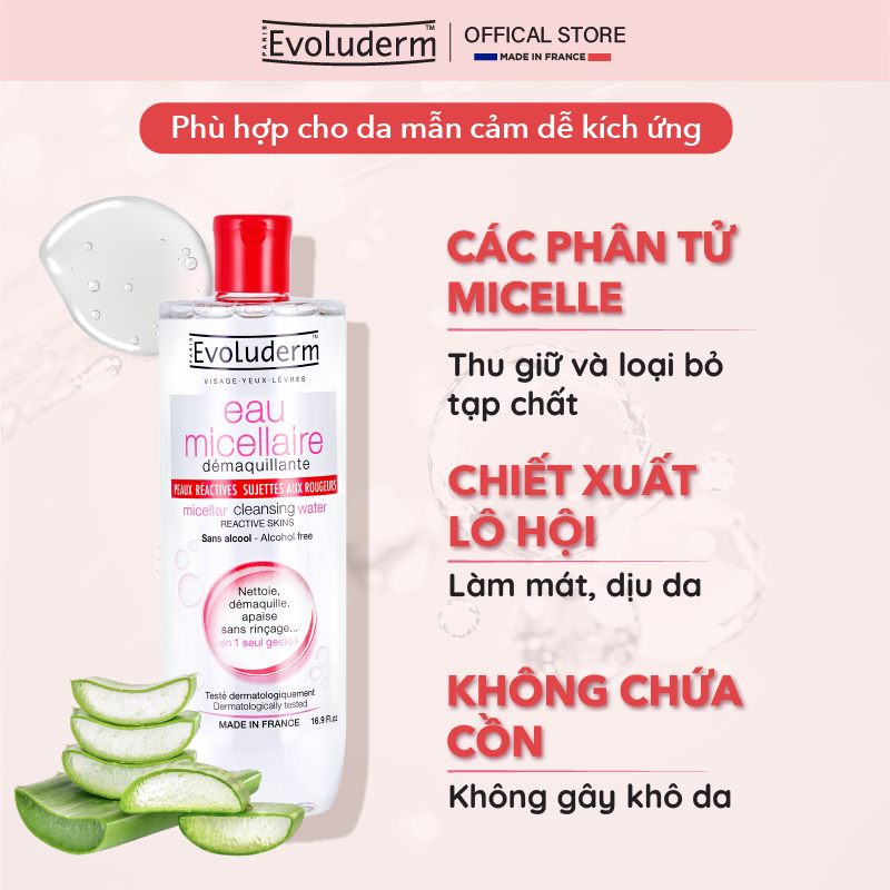 Ảnh Nước tẩy trang Evoluderm Micellar dưỡng da mềm mịn, làm sạch sâu dịu nhẹ cho mọi loại da 500ml 2