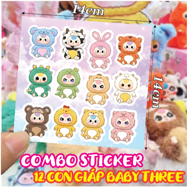 Combo Sticker Baby Three 12pcs dán trang trí | Shopee Việt Nam
