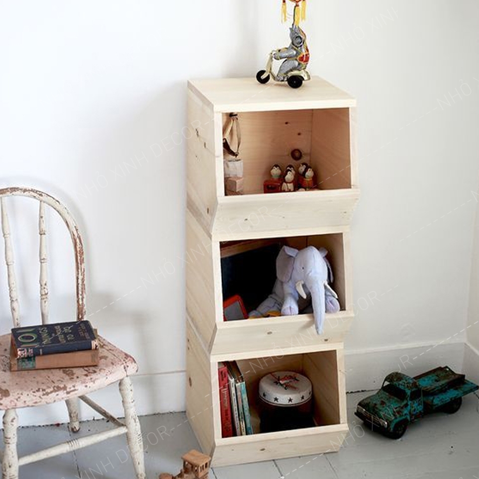 [combo 3 ô] Hộp tủ để đồ chơi, để sách vở, kệ để đồ decor trang trí 3 ngăn [lẻ từng ngăn, có thể để rời]