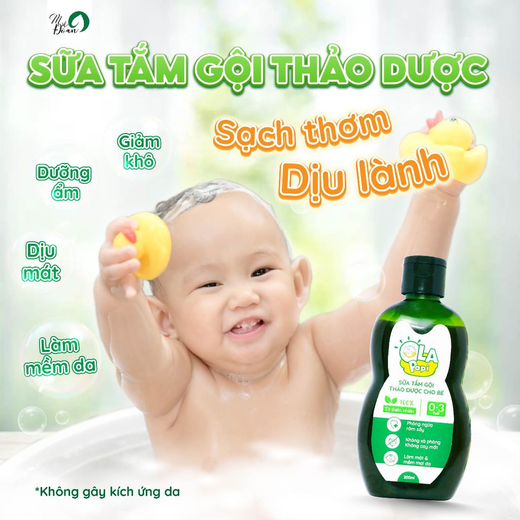 Ảnh Nước tắm ngừa rôm mụn ngứa thảo mộc trẻ em không cay mắt 200ml Mệ Đoan 3