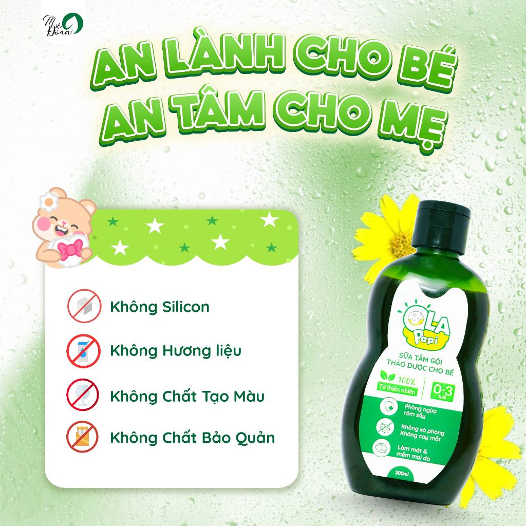 Ảnh Nước tắm ngừa rôm mụn ngứa thảo mộc trẻ em không cay mắt 200ml Mệ Đoan 4