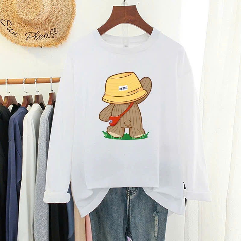 Áo phông dài tay hình gấu cho bé gái size đại BEESHOP D25036