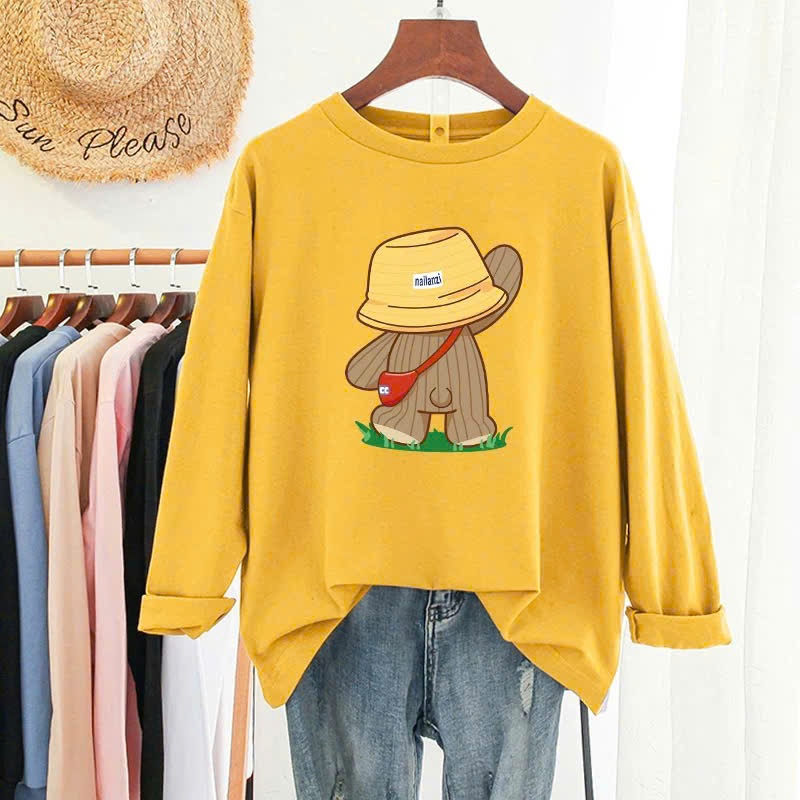 Áo phông dài tay hình gấu cho bé gái size đại BEESHOP D25036