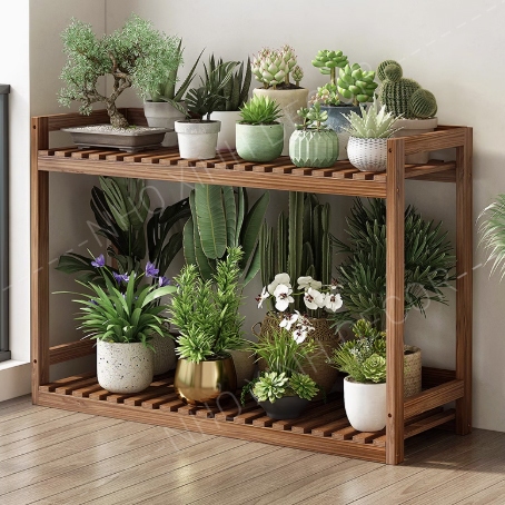 Kệ để cây cảnh mini kệ sen đá, cây xương rồng. Kệ decor trang trí 2 tầng