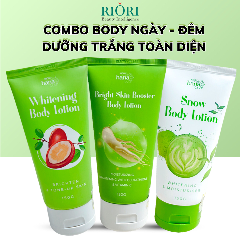 Ảnh Kem body Ủ Trắng, Phục Hồi, Mờ Rạn da, Dưỡng Ẩm ban đêm   RIORI HANA Snow Body Lotion 150g 2