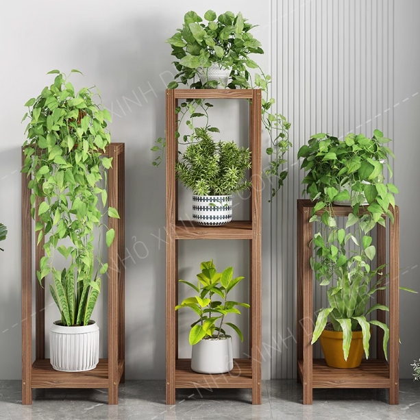 Kệ để chậu cây cảnh kệ sen đá, cây xương rồng. Kệ decor trang trí 1 tầng và 2 tầng