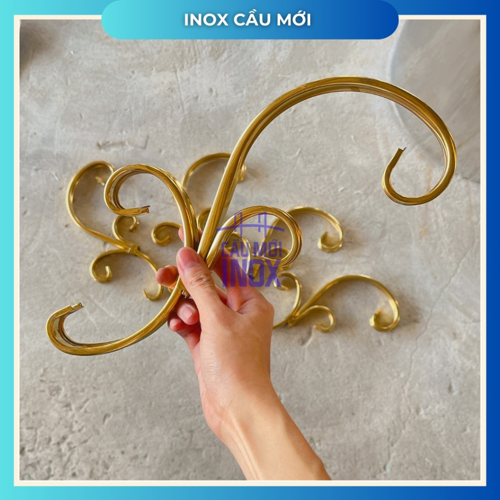 Ba cành vàng inox 304 kích thước 120x300mm, hoa văn trang trí inox lan can