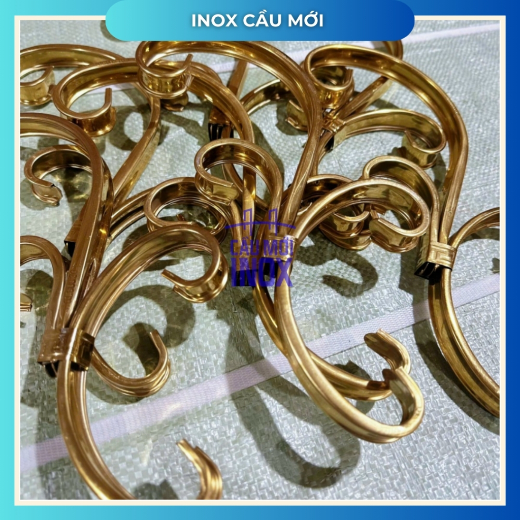 Ba cành vàng inox 304 kích thước 120x300mm, hoa văn trang trí inox lan can