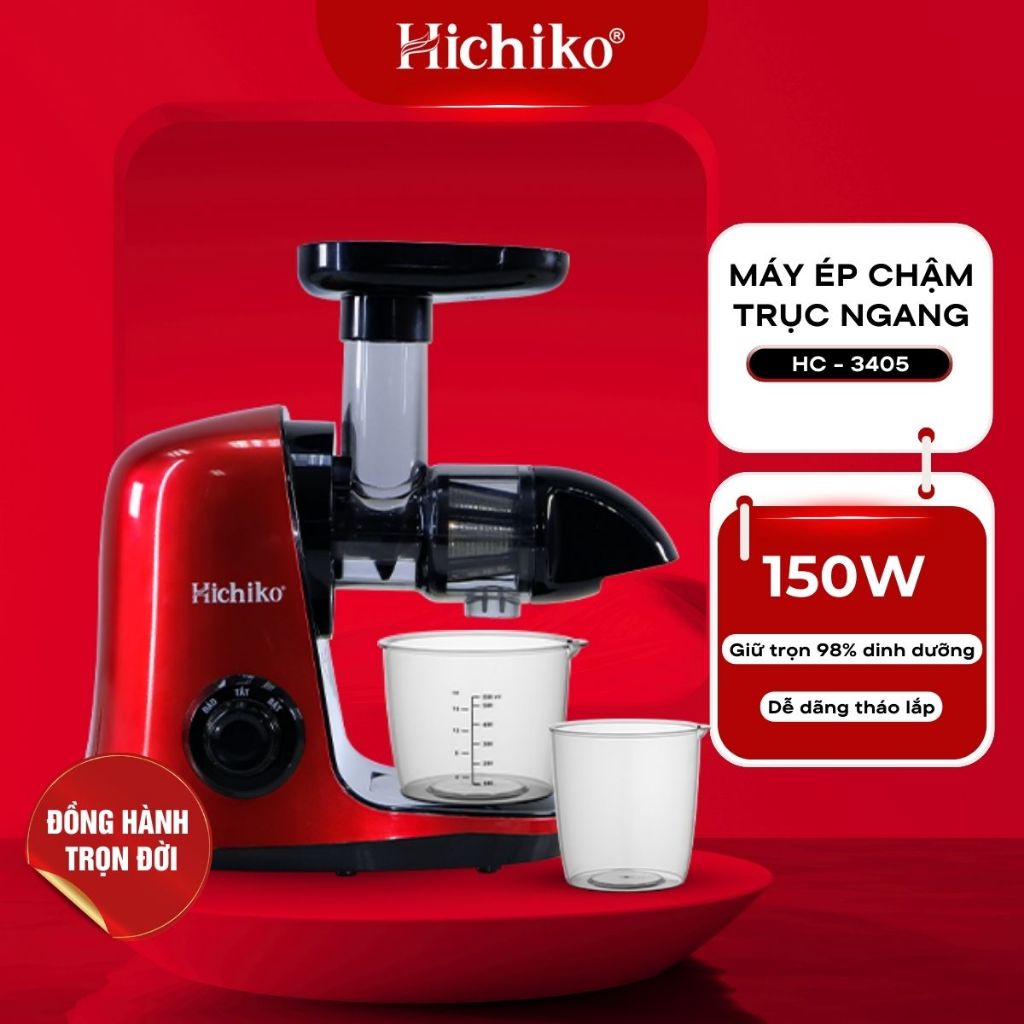 Máy ép chậm trục ngang Hichiko HC - 3405 công suất 150W, máy ép siêu kiệt bã, giữ dinh dưỡng 98%