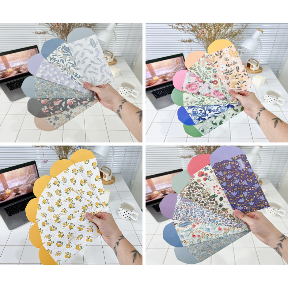 50 bao lì xì Tết cao cấp Gác xép Kraft dày dặn họa tiết hoa văn vintage sang trọng Tết 2025