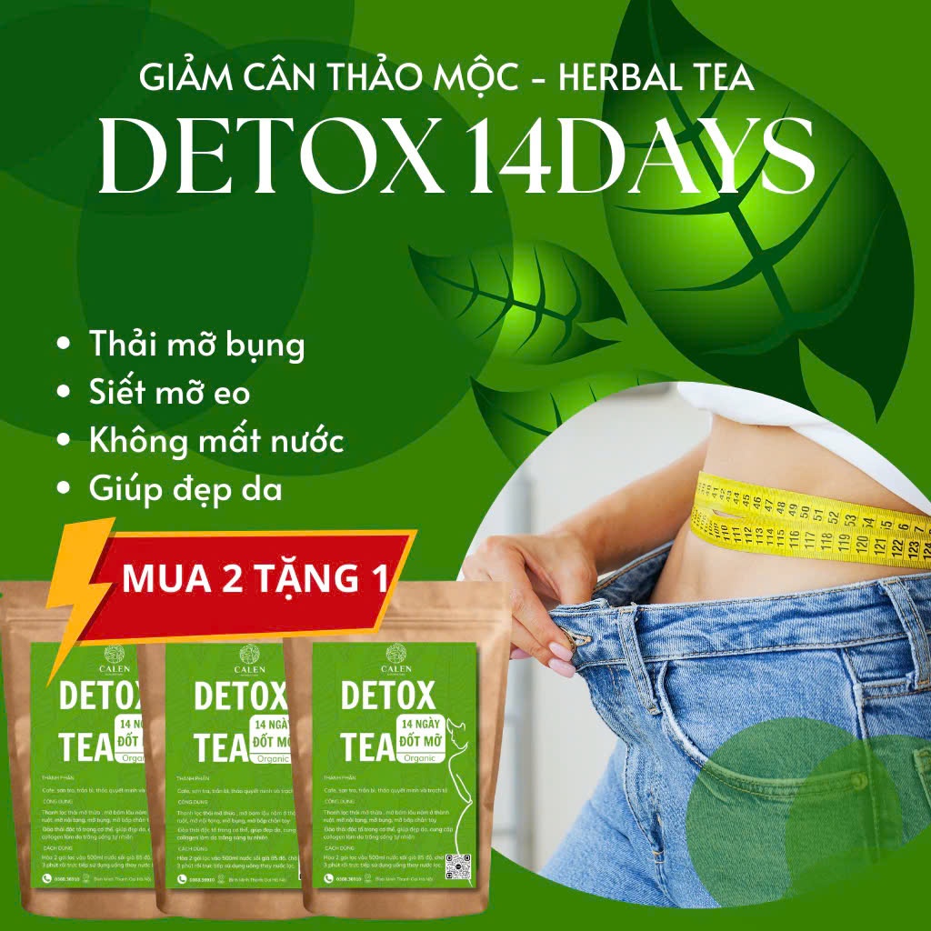 Trà detox 14 ngày Calen giúp đào thải cạn bã tạp chất, chuyển hóa năng lượng và mỡ thừa, giúp giảm táo bón, nhuận tràng