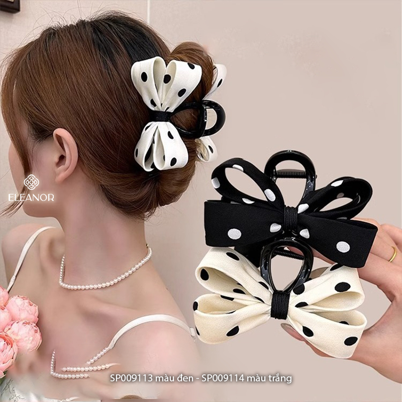 Kẹp tóc nữ Eleanor Accessories càng cua chấm bi kẹp tóc nơ tiểu thư phụ kiện tóc 9113