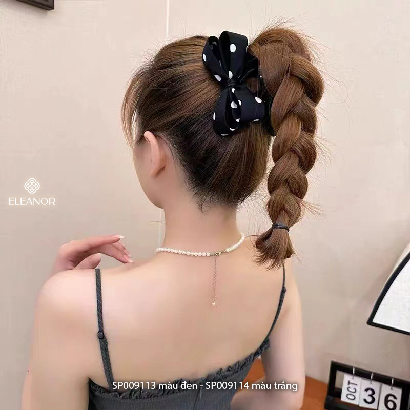 Kẹp tóc nữ Eleanor Accessories càng cua chấm bi kẹp tóc nơ tiểu thư phụ kiện tóc 9113