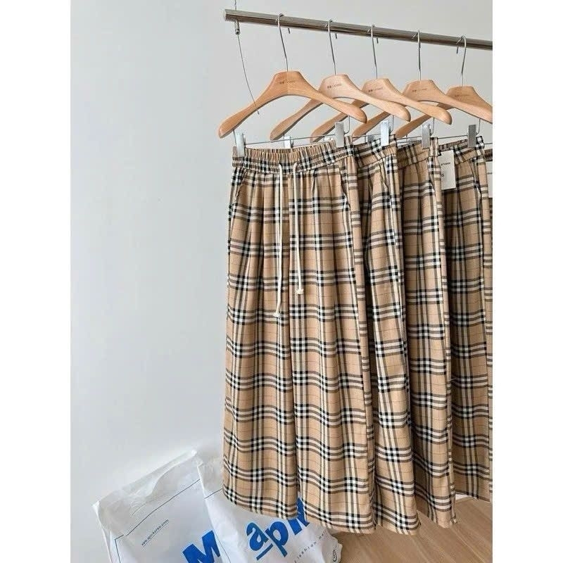 Quần kẻ caro cho Bé Gái Ống suông Phong Cách hàn Quốc Size 35kg-53kg