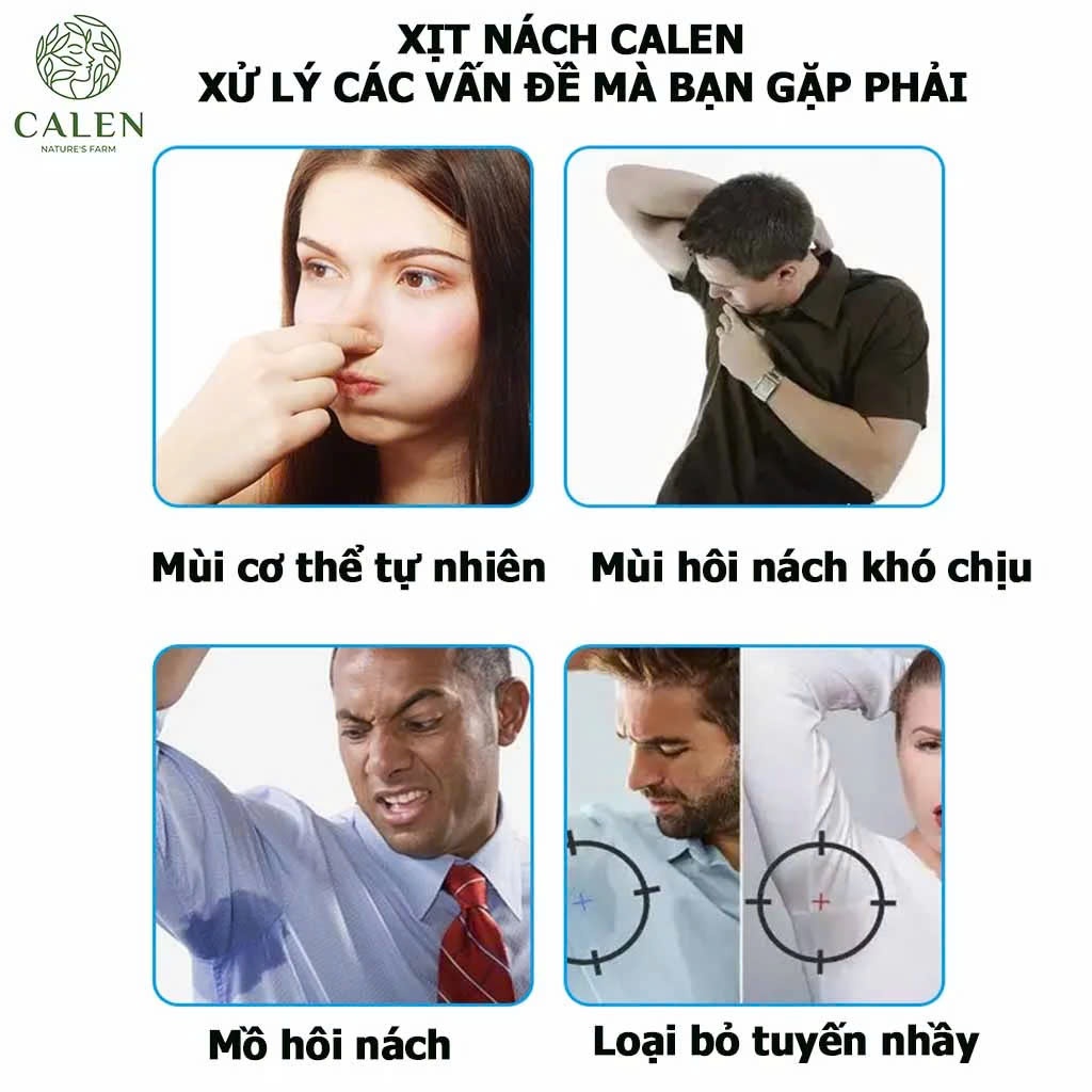 Xịt nách thảo dược Calen giúp khử mùi hôi nách, giảm tiết mồ hôi suốt 24 tiếng vận động chai xịt 50ml