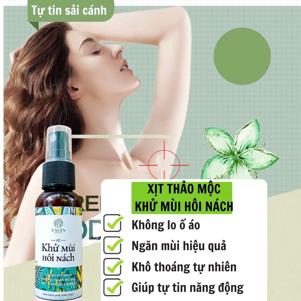 Xịt nách thảo dược Calen giúp khử mùi hôi nách, giảm tiết mồ hôi suốt 24 tiếng vận động chai xịt 50ml