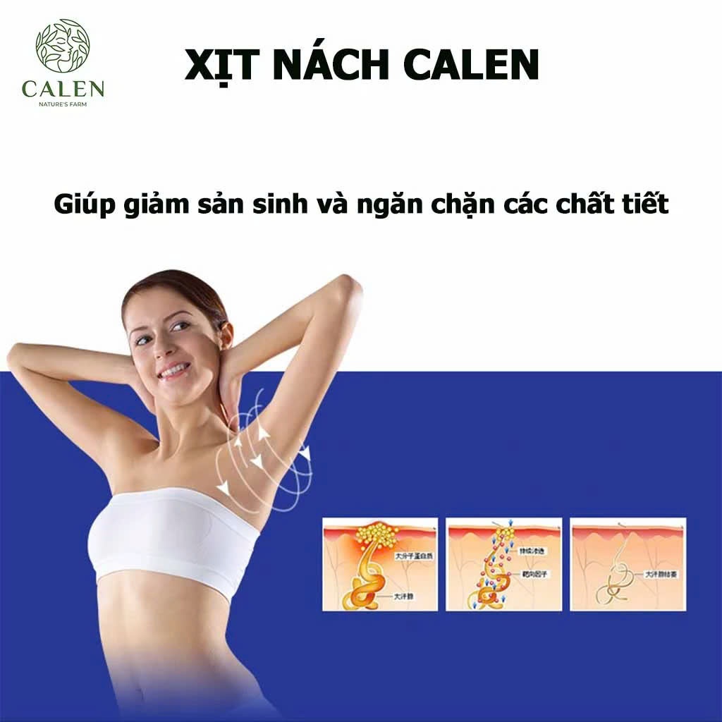 Xịt nách thảo dược Calen giúp khử mùi hôi nách, giảm tiết mồ hôi suốt 24 tiếng vận động chai xịt 50ml