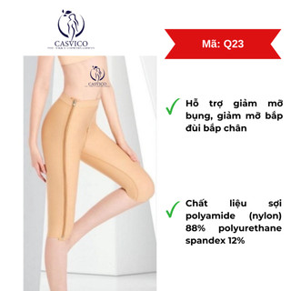 Quần định hình đùi sau hút mỡ đùi, tập gym dài qua gối có dây khoá kéo lỗ vệ sinh và 2 bên hông