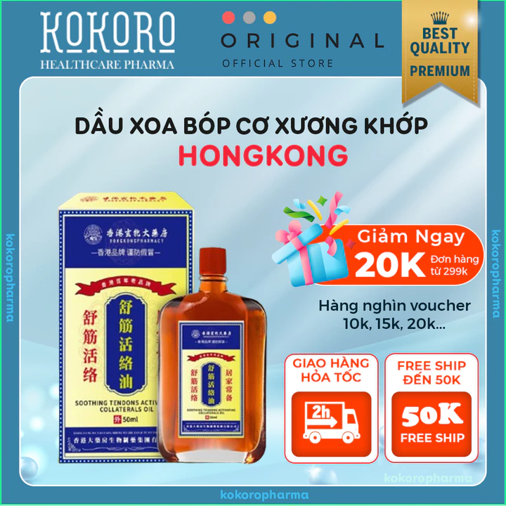 Dầu Xoa Bóp Đau Nhức Xương Khớp HONGKONG - Dầu Nóng Nhức Mỏi HONGKONG Giảm Đau Nhức Xương Khớp, Cổ, Vai Gáy Chai 50
