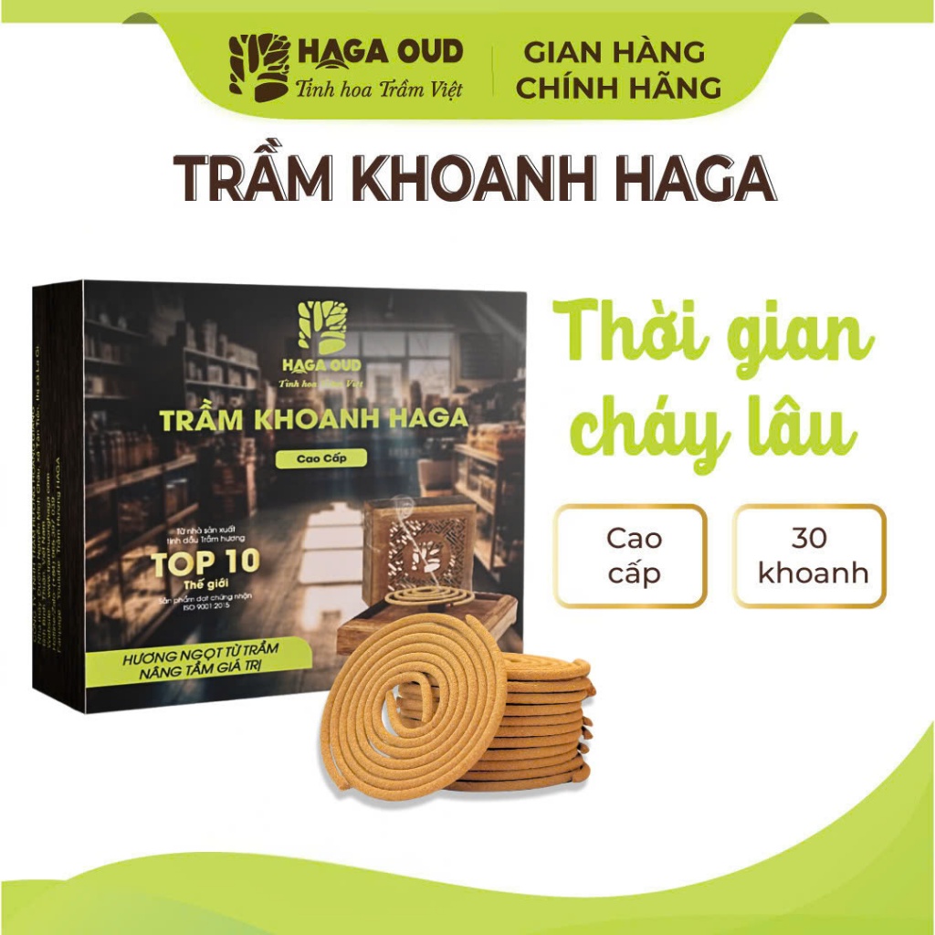 Ảnh Trầm khoanh Haga Cao cấp/Đặc biệt/Thượng hạng, thời gian cháy lâu, thơm đậm hương trầm 2