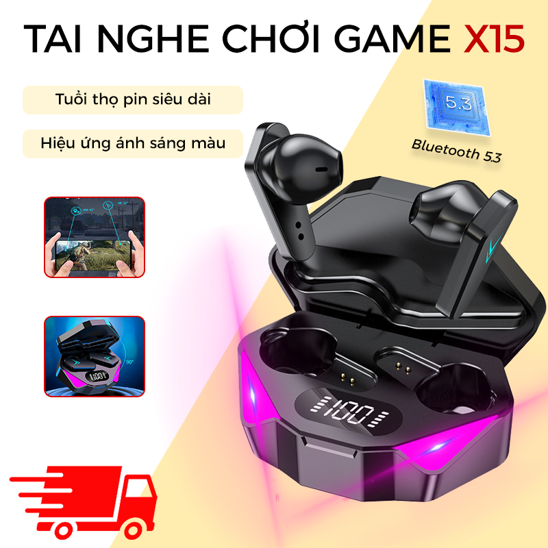 X15 Tws Không Dây Bluetooth Game Thủ Âm Thanh Nổi Độ Trễ Thấp Tai Nghe Nhét Tai Esport Tai Nghe Chơi Game