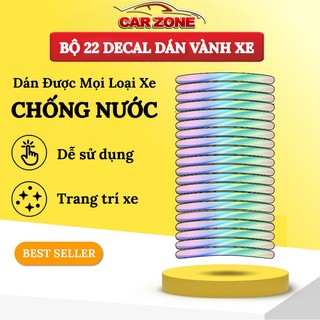 Bộ 22 Miếng Dán Phản Quang 7 Màu Trang Trí Vành Bánh Xe Ô Tô, Xe Máy