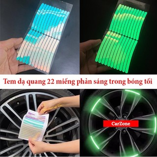 Bộ 22 Miếng Dán Phản Quang 7 Màu Trang Trí Vành Bánh Xe Ô Tô, Xe Máy