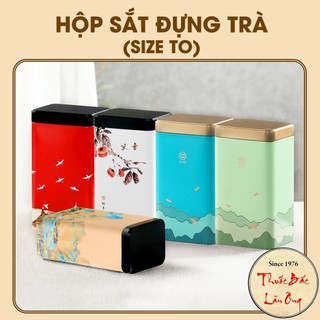 Hộp đựng trà/ kẹo bằng sắt hình vuông phong cách cổ điển, không rỉ đa dạng mẫu - Lãn Ông