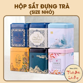 Hộp đựng trà/ kẹo bằng sắt hình vuông phong cách cổ điển, không rỉ đa dạng mẫu - Lãn Ông