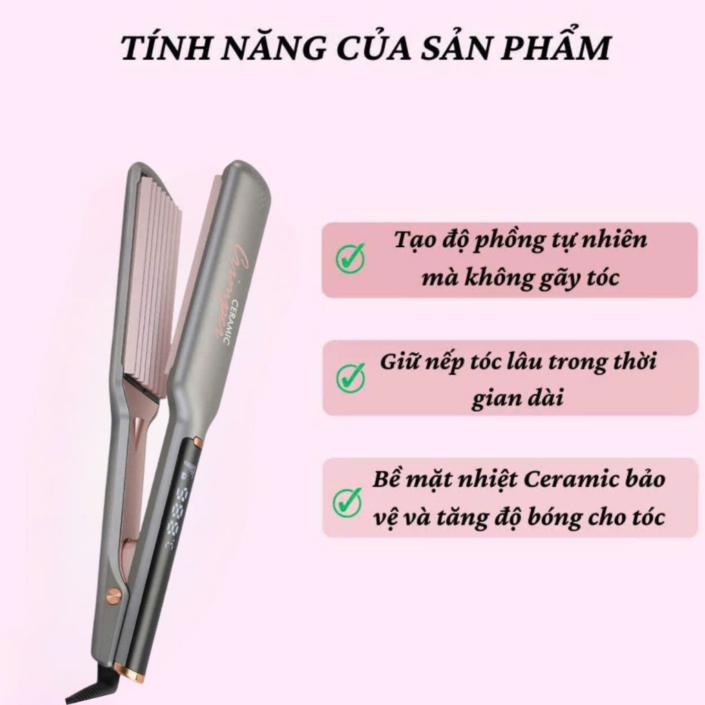 Ảnh Máy uốn dập xù chân tóc ENZO 3216-dập xù-bấm xù-duỗi ép là thẳng-bản to-tạo kiểu chuyên nghiệp-13 mức nhiệt 2