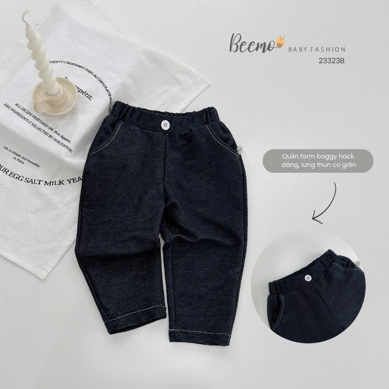 Set sơ mi cổ tàu giả jean Beemo chất liệu mềm mại co giãn thiết kế cá tính cho bé măc đi học đi chơi