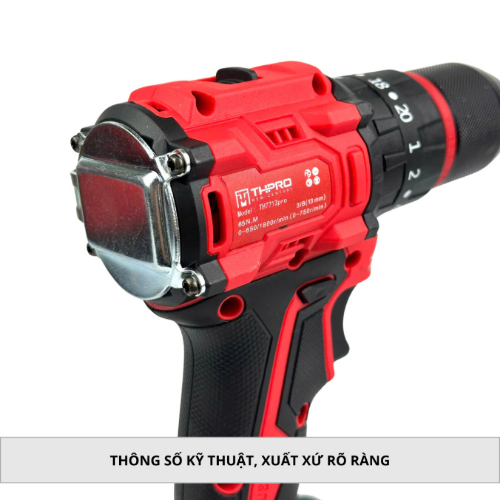 Thân Máy Khoan Pin THPRO TH7713 3 Chức Năng Đầu 13mm Autolock Động Cơ Không Chổi Than Chân Pin Phổ Thông
