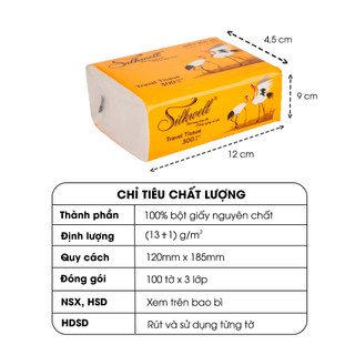 Giấy rút Silkwell thùng 30 gói Sếu 100 tờ 3 lớp hàng chính hãng, khăn giấy ăn 3 lớp siêu dai mềm mịn