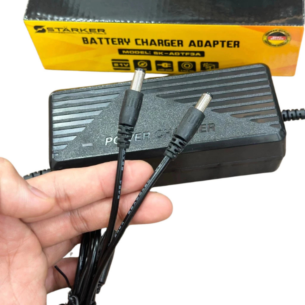 Sạc Nhanh Adapter 3A Starker - Sạc 2 Pin Cùng Lúc Cho Pin Máy Khoan, Máy Bulong Pin Mạch Có Quạt Tản Nhiệt
