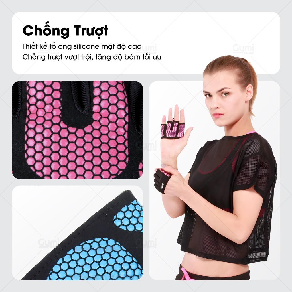 Găng Tay Gym Nữ Nửa Bàn Aolikes A-111 - Găng Tay Thể Thao Nửa Ngón - AL111