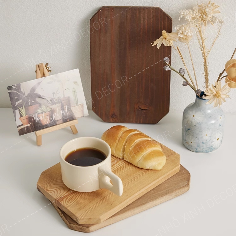 Thớt gỗ decor, dùng cho trang trí chụp ảnh đồ ăn thức uống (hạn chế dung trong thái chặt), kệ ly cafe