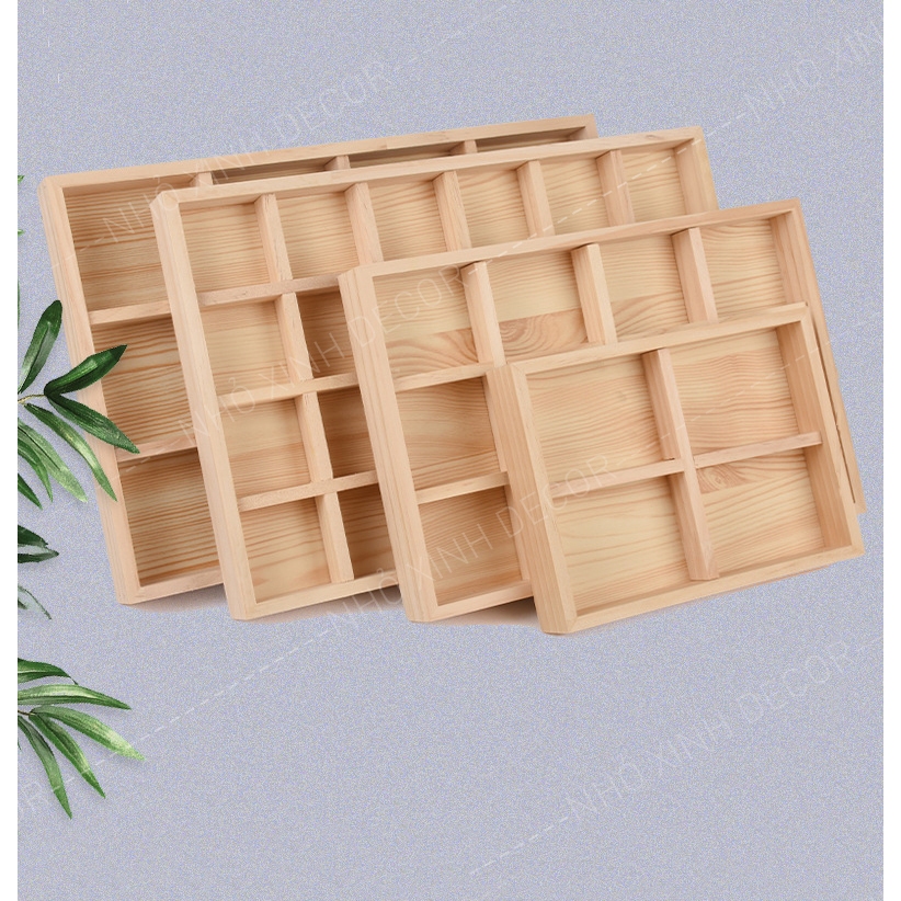 Khay gỗ chia nhiều ngăn đựng phụ kiện đa năng, khay đựng đồ handmade