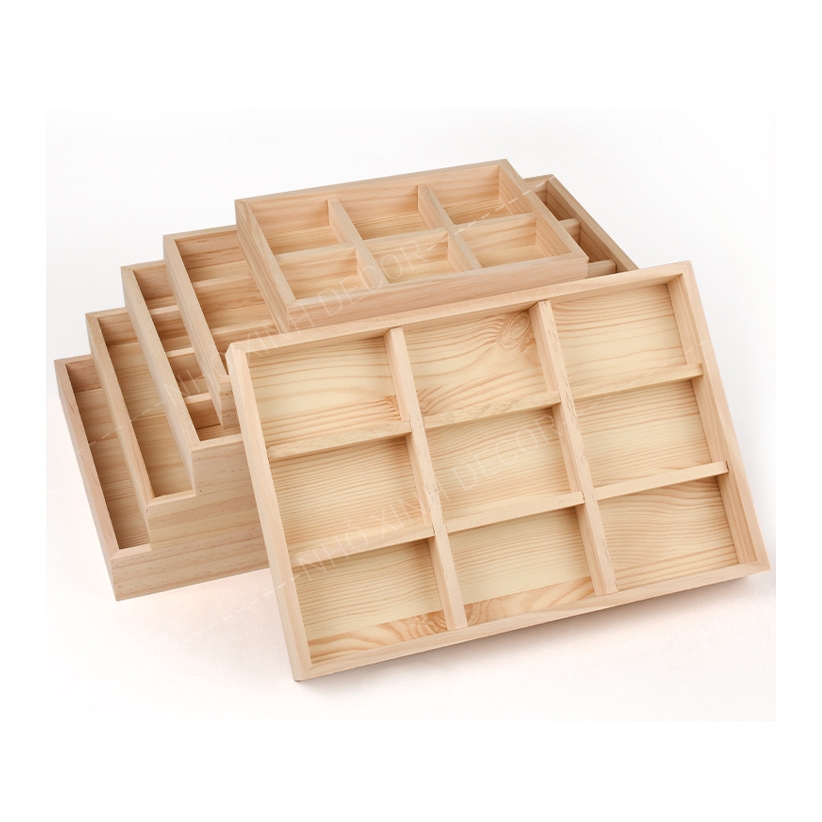 Khay gỗ chia nhiều ngăn đựng phụ kiện đa năng, khay đựng đồ handmade