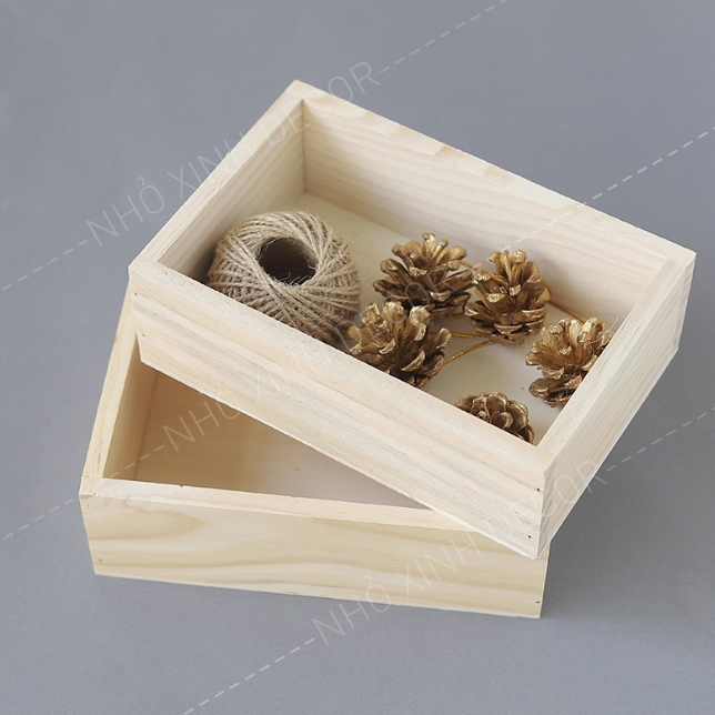 Khay gỗ chữ nhật để đồ, phụ kiện, khay đa năng