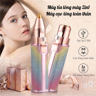 Máy Tỉa Lông Mày 2in1 Mini Sạc USB Cao Cấp, Máy Cạo Lông Không Đau, Cạo Lông Nách Tay Chân An Toàn