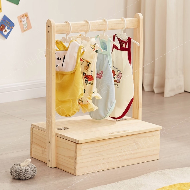 Khay gỗ có nắp và tay xách dùng đụng phụ kiện, để đồ đa năng, hộp gỗ để đồ handmade