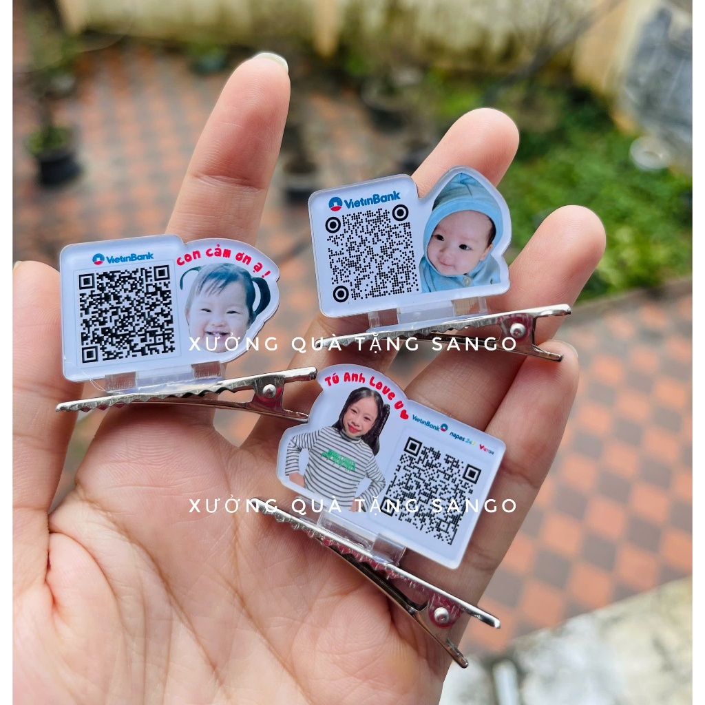 Kẹp tóc in mã Qr lì xì Tết - Quà tặng Sango