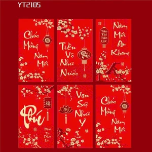 Tệp 6 cái lì xì 2025 vỏ NHUNG Đỏ - Lì Xì 2025 - Hàng đẹp loại 1