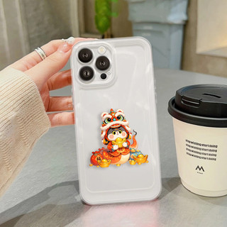 Ốp lưng iphone trong suốt siêu dày cạnh vuông Tết rắn cầm vàng 6/7/8/plus/x/xr/xs/11/12/13/14/15/16/pro max - sd2030